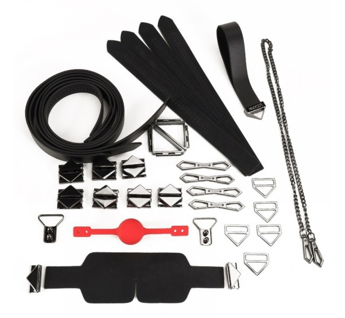 Набор для БДСМ Lockink, натуральная кожа и металл, черный, 7 предметов