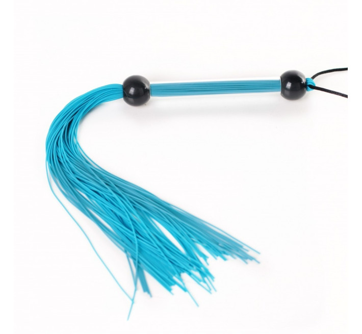Батіг DS Fetish FLOGGER прозора ручка 2 кульки, блакитний, 39 см