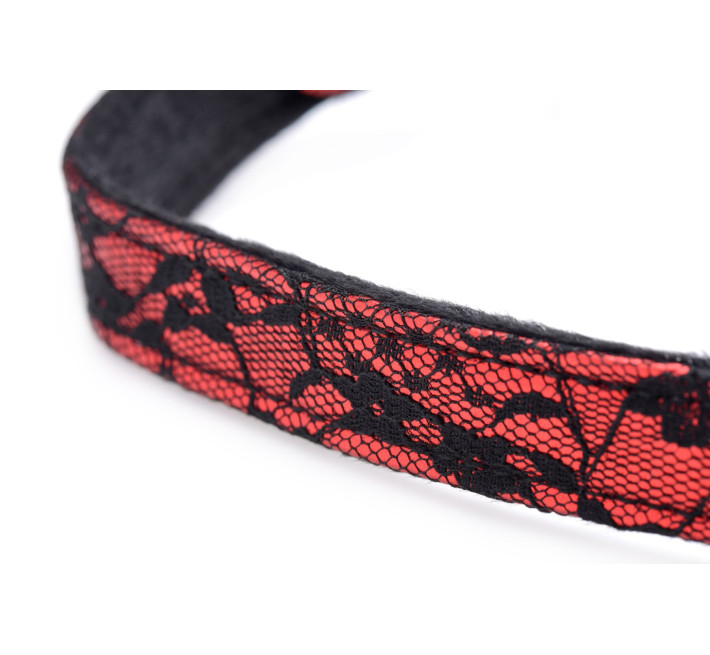 Кляп з трояндою Master Series: Eye-Catching Ball Gag With Rose, чорно-червоний