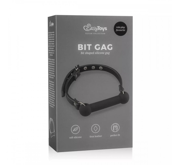 Кляп-уздечка EasyToys, силиконовый, черный, 1.7 см