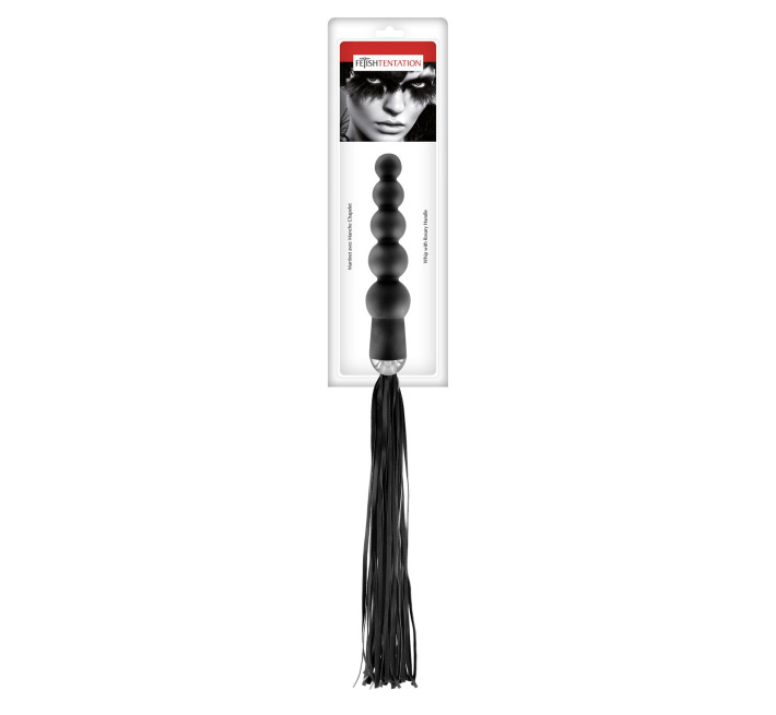 Флогер з ручкою - анальними намистами Fetish Tentation Whip with Rosary Handle