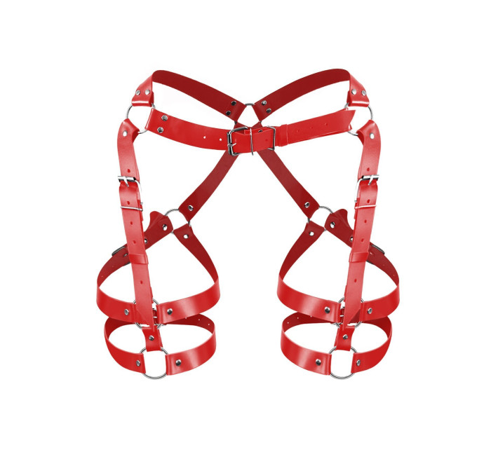 Гартеры Art of Sex Claire, натуральная кожа, размер L-2XL, цвет Красный