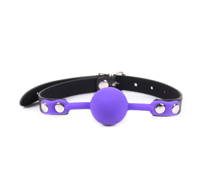 Кляп силіконовий DS Fetish Silicone ball gag metal accesso purple