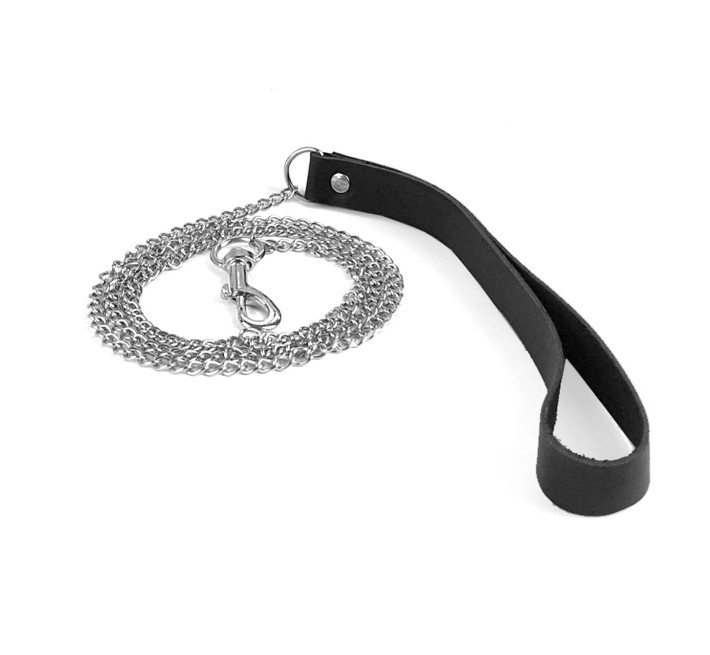 Повідець на ланцюжку із натуральної шкіри Art of Sex - Leash, колір Чорний