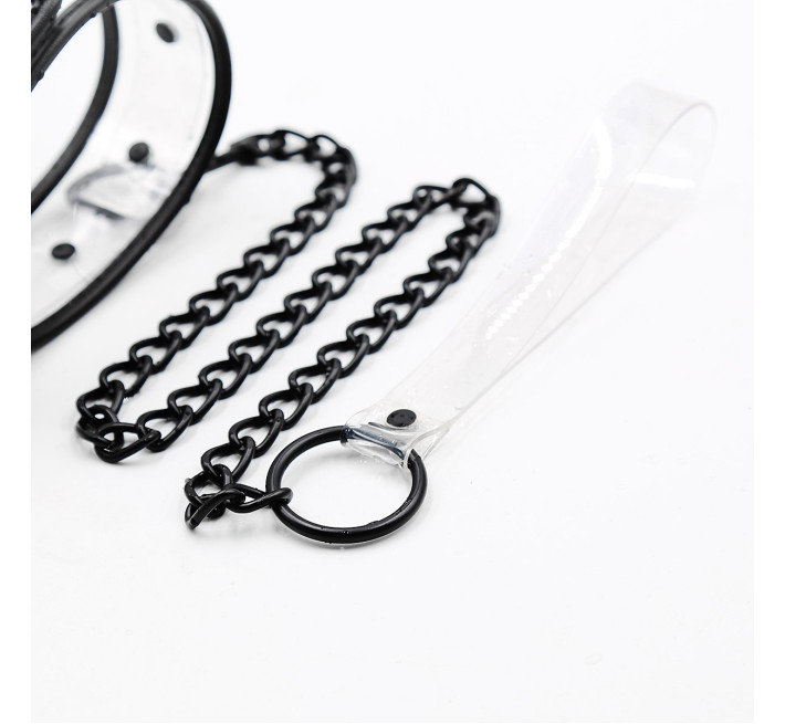 Нашийник с поводком DS Fetish Collar with leash transparent