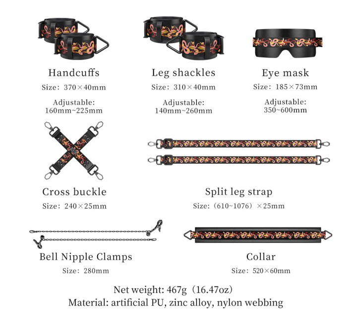 БДСМ-набір LOCKINK The Flowering Serpent - Bondage Set, 7 шт.