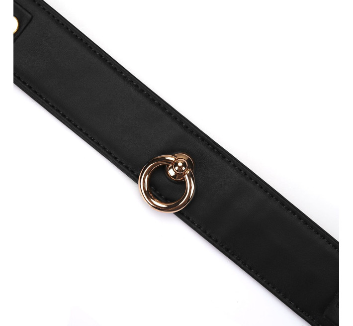 Ошейник с поводком Liebe Seele Black Organosilicon Collar with Leash, экокожа