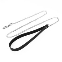 Поводок на цепочке из натуральной кожи Art of Sex - Leash, цвет Черный Поводок на цепочке из натуральной кожи Art of Sex - Leash, цвет Черный