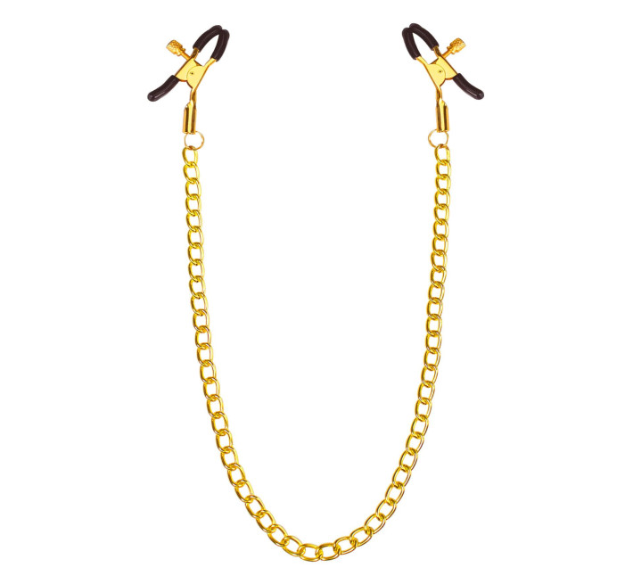 Затискачі для сосків з ланцюжком Feral Feelings - Nipple clamps Classic, золото/чорний