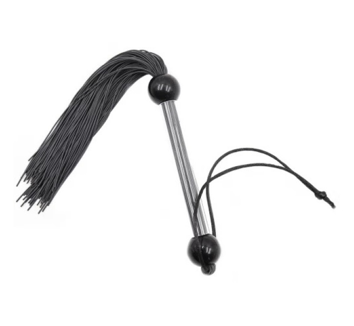 Флогер DS Fetish FLOGGER чорний, прозора ручка, 28 см