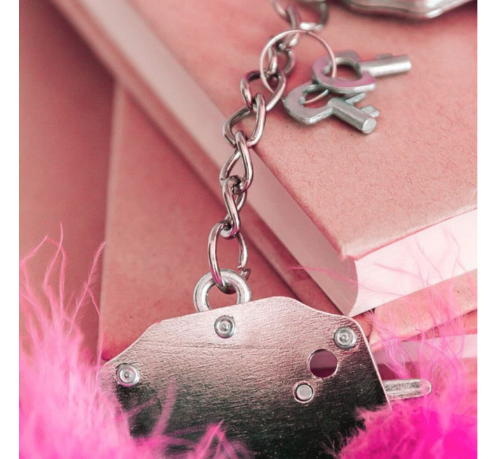 Наручники металеві з оздобленням Adrien Lastic Handcuffs Рожеві