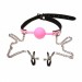 Кляп із затискачами на соски DS Fetish Locking gag with nipple clamps black/pink