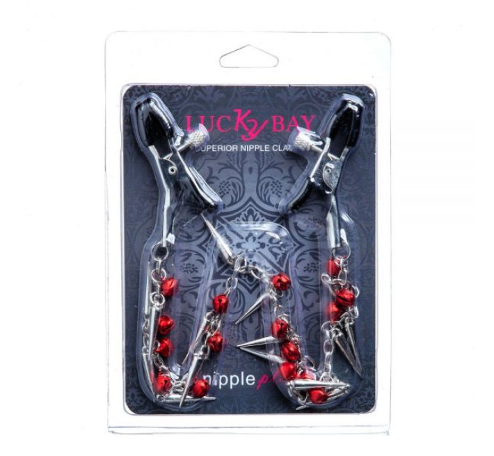 Зажимы на соски Lucky Bay Nipple play Chain Red Bell and Spike