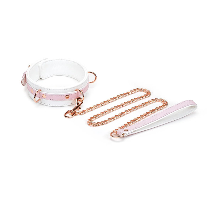 Нашийник з повідцем Liebe Seele White & Pink Fairy Goat Leather Collar