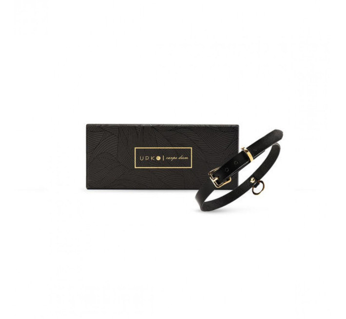 Тонкий ошейник (чокер) из итальянской кожи UPKO Thin, черного цвета