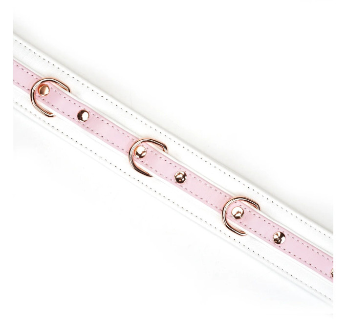 Нашийник з повідцем Liebe Seele White & Pink Fairy Goat Leather Collar