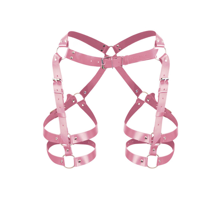 Гартери Art of Sex Claire, натуральна шкіра, розмір XS-M, колір Рожевий