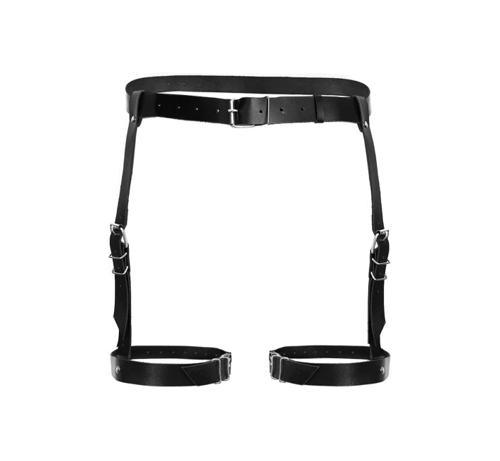 Сексуальные гартеры Art of Sex - Gwen из натуральной кожи, размер XS-2XL, цвет Черный