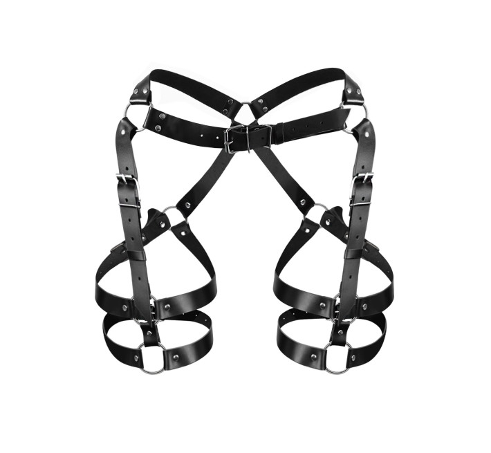 Гартери Art of Sex Claire, натуральна шкіра, розмір L-2XL, колір Чорний