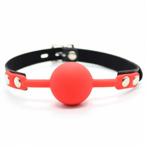 Кляп DS Fetish Silicone ball gag with lock силіконовий із замком Червоний