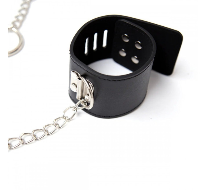 Система фіксації DS Fetish Neck collar and hogtie restraints with chain чорна