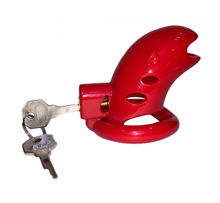 Пояс вірності з трьома кільцями Loveshop Runye Chastity cage червоний