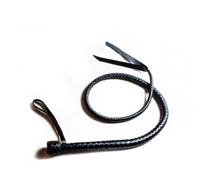 Плеті з рукояттю Art of Sex, натуральна шкіра, довжина - 120 см, Чорна