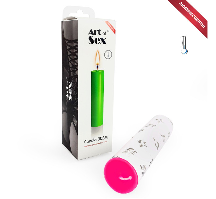 Свеча восковая Art of Sex size M 15 см низкотемпературная, люминесцентная Розовая