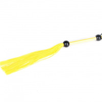 Батіг DS Fetish FLOGGER прозора ручка 2 кульки, жовтий, 39 см