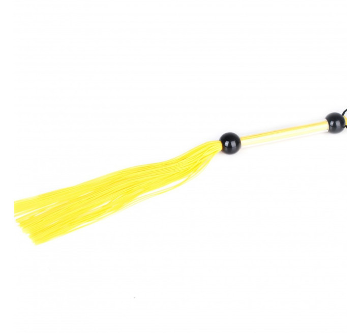 Батіг DS Fetish FLOGGER прозора ручка 2 кульки, жовтий, 39 см