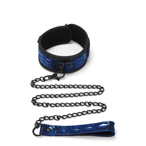 Набір нашийник та повідець синій Whipsmart DIAMOND COLLAR AND LEASH BLUE