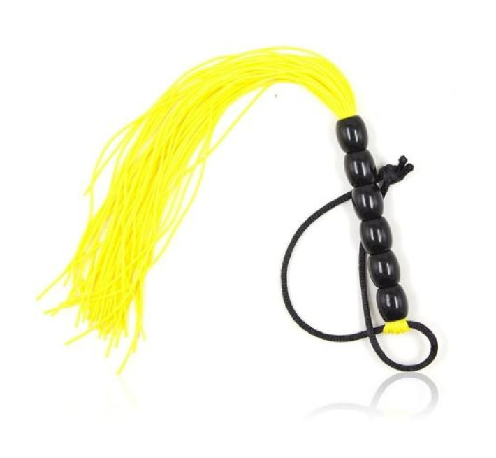 Міні флогер DS Fetish Leather flogger Жовтий, 22 см