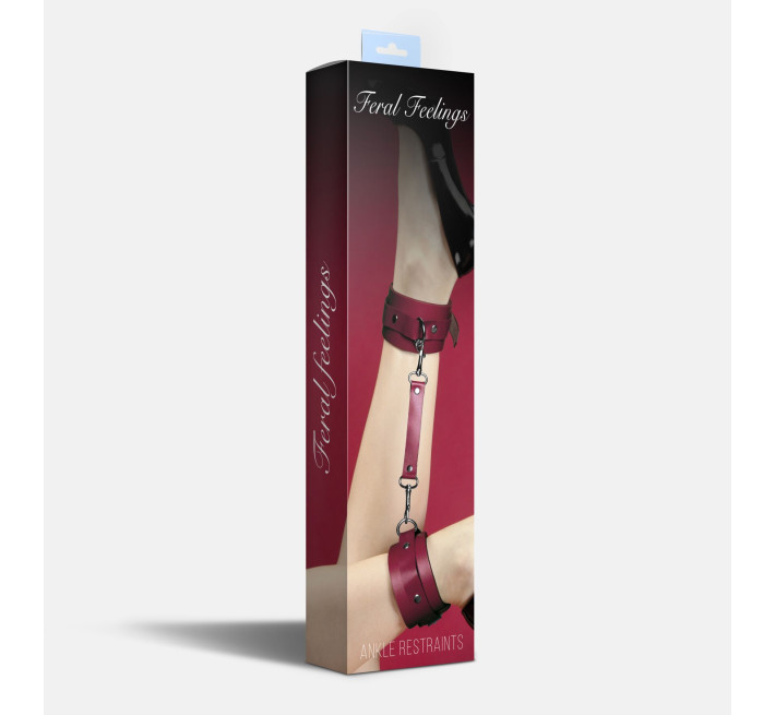 Поножи Feral Feelings – Ankle Restraints, натуральная кожа, burgundy
