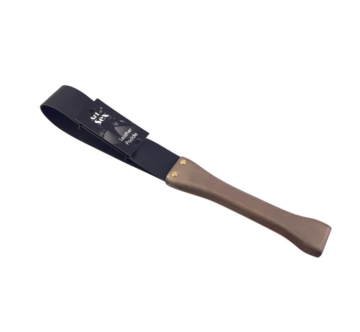 Ляскалка Art of Sex - BDSM з дерев'яною ручкою, натуральна шкіра