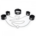 Система фіксації DS Fetish Neck collar and hogtie restraints with chain чорна