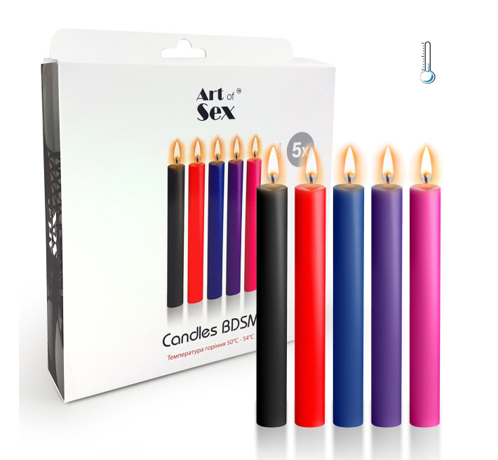 Набір свічок воскових Art of Sex Thin 10 см (5 шт), низькотемпературні, тонкі
