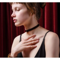 Тонкий ошейник (чокер) из итальянской кожи UPKO Thin, черного цвета