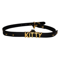 Чокер UPKO з написом KITTY з італійської шкіри, чорний із золотою фурнітурою