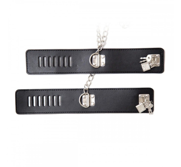 Система фіксації DS Fetish Neck collar and hogtie restraints with chain чорна
