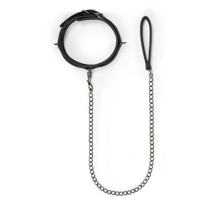 Ошейник с цепочкой EasyToys, искусственная кожа, черный