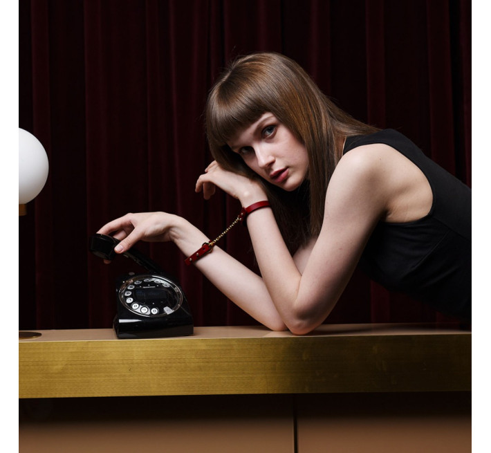 Браслет-наручники UPKO итальянская кожа, красный