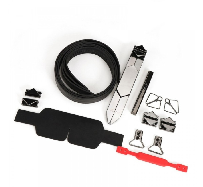 Набір БДСМ девайсів Lockink, натуральна шкіра та метал, чорний, 5 предметів