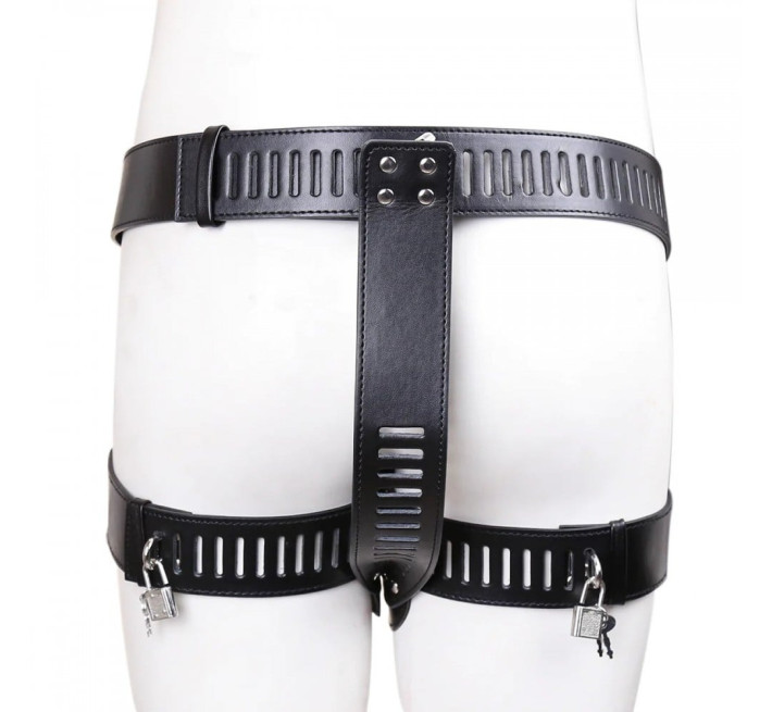 Шкіряний пояс вірності чорний DS Fetish