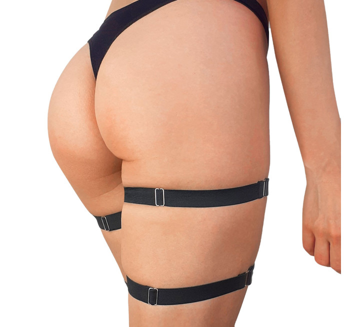 Гартери на ногу із натуральної шкіри Art of Sex - Kristina Leg Garters 2 шт, Чорні