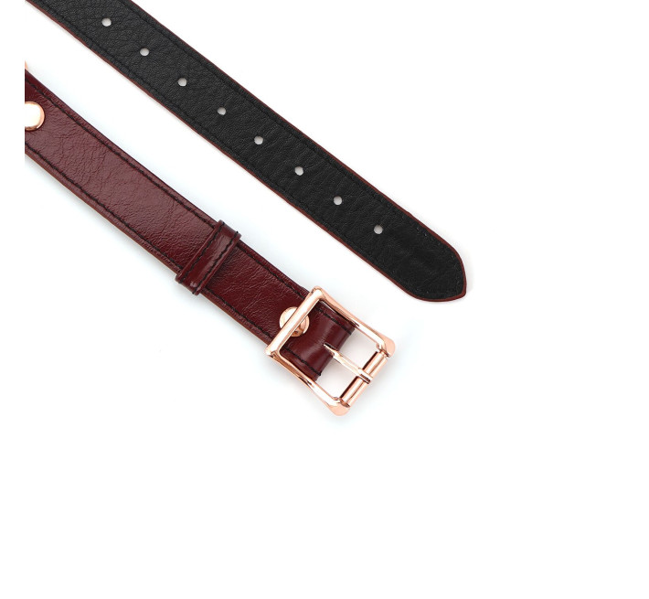 Силиконовый кляп Liebe Seele Wine Red Ball Gag, диаметр шарика 4,3 см, ремень из натуральной кожи