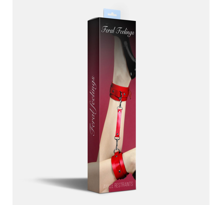 Поножи Feral Feelings – Ankle Restraints, натуральная кожа, red