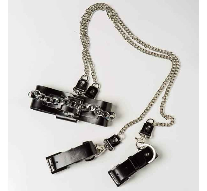 Набір нашийник наручники DS Fetish Silver With Chain
