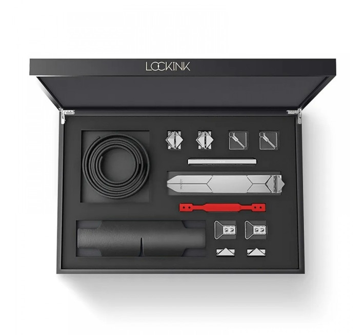 Набір БДСМ девайсів Lockink, натуральна шкіра та метал, чорний, 5 предметів