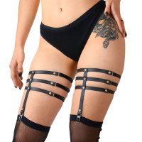 Гартери зі стразами Art of Sex - Floy, натуральна шкіра, Розмір XS - 2XL, колір Чорний Гартери зі стразами Art of Sex - Floy, натуральна шкіра, Розмір XS - 2XL, колір Чорний