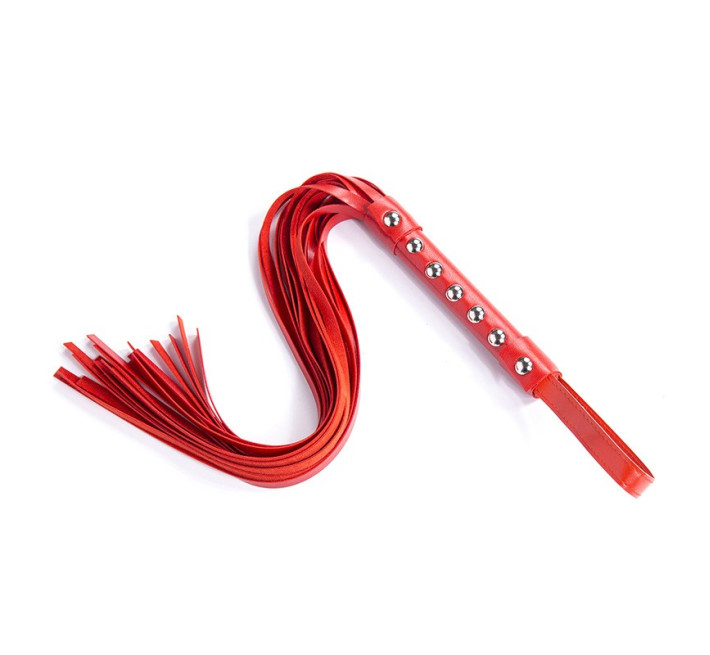 Флогер з шипами DS Fetish Studded flogger red, 55 см